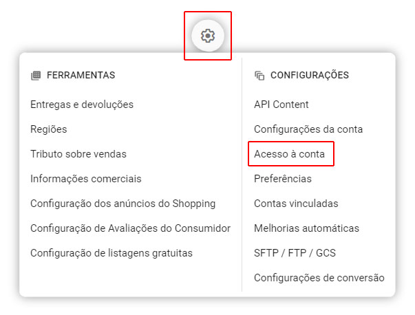 Google Merchants Acesso a Conta