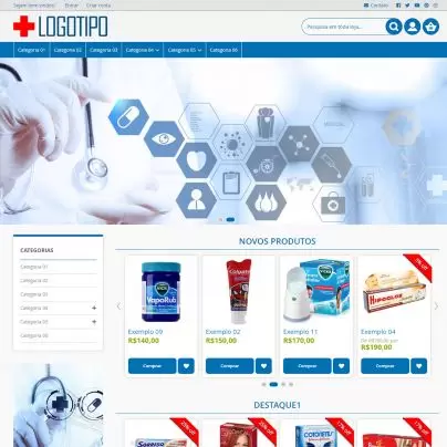 Loja Virtual Pronta Tema Magento 2 Produtos Farmacêuticos e Hospitalares